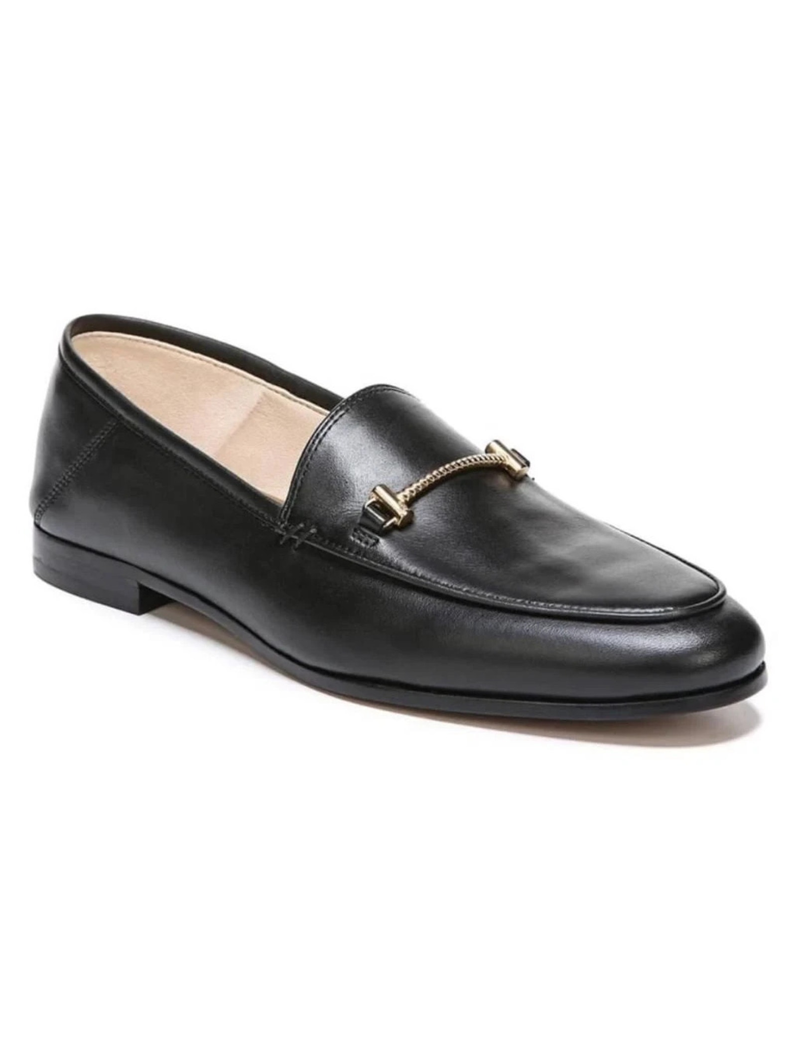 Sam Edelman Almond Toe Lior Gold Bit Loafer Black Slip On Leather Flat 9